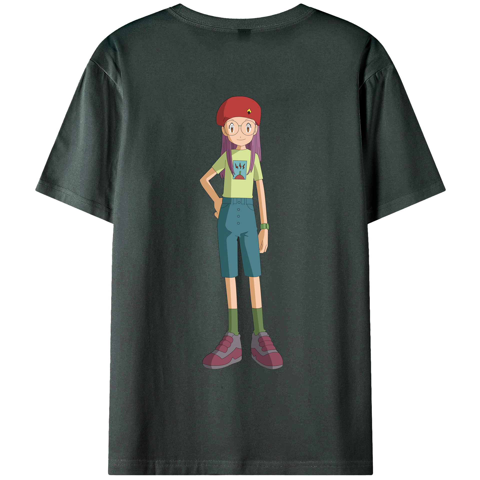 （画像用） Digimon デジタルモンスター/デジモン 綿100％ メンズ半袖Tシャツ（バックプリント） 通気性